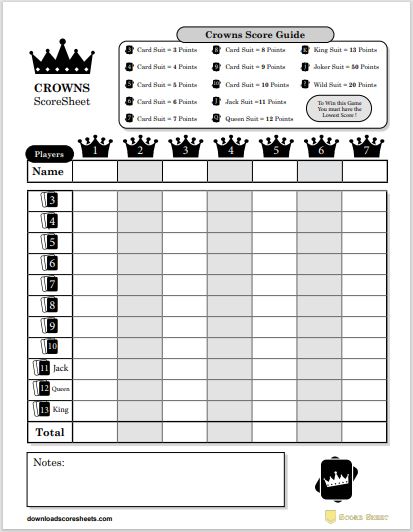 five crown sheet pdf