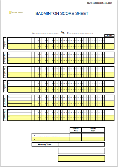 badminton sheet pdf